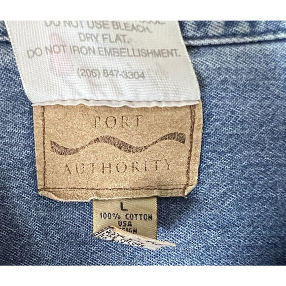 Port Authority Simply Hot Unisex Western Style Button down denim Shirt Size L - Picture 8 of 9